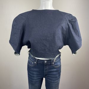 Prairie Underground Women XS Denim Puff Sleeve Blouse Artsy Bohemian
